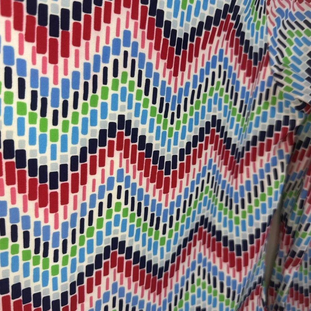Lands' End‎ Girls Size 12 Rash Guard Chevron Print Long Sleeve Boat Neck Stretch